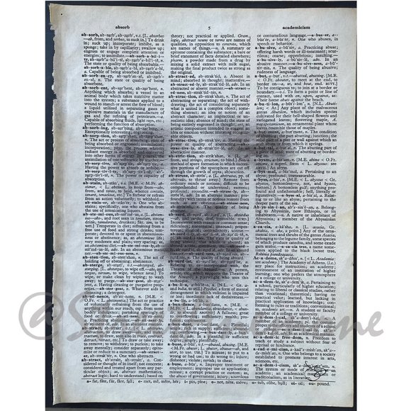 Original Art Print on Vintage Dictionary Page - Picture 2 of 3